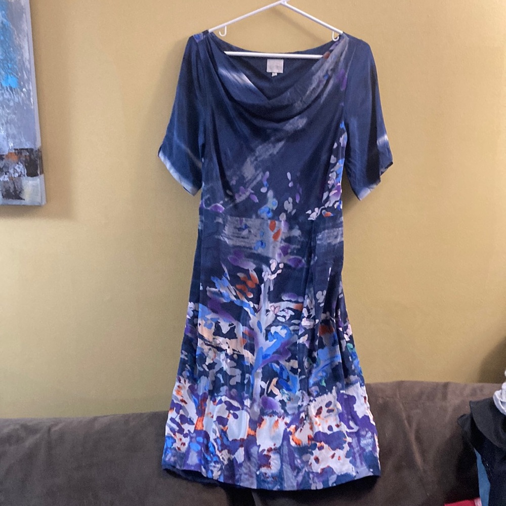 Silk navy and assorted colours dress